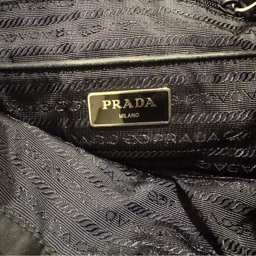 Prada Black Nylon Logo Drawstring Backpack authen… - image 4